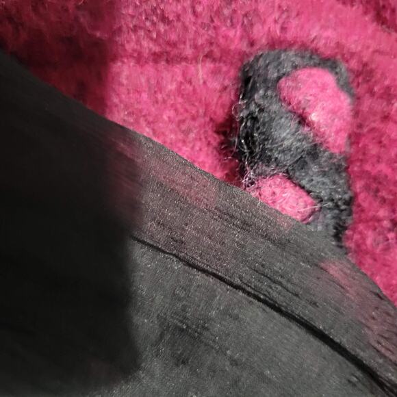 Midi Dress Red Two Tone Overlay Vest Black Mixed Texture Sheer Colorblock Small - Picture 7 of 15